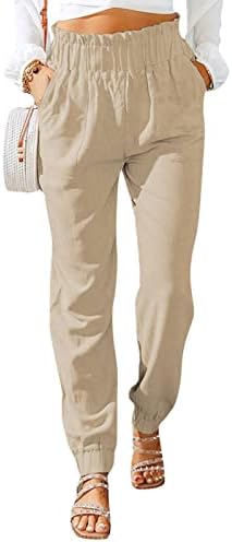 מכנסי קפרי גולף גולף קפרי של פוטון נשים נשים קפריס קפריס פשתן רגל רחבה עם כיסים פשתן קפריס מזדמן