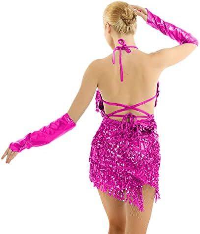 רצועות ספגטי של ניקיקו לנשים רצועות פאייטים מבריקים גדילים שמלת ריקוד לטינית שמלת שמלת שמלת שמלת בגדי ריקוד