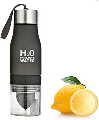 בקבוק מים מפני פירות 24 גרם עם ידית שורש כף היד - H20 שתו עוד מים - שחור