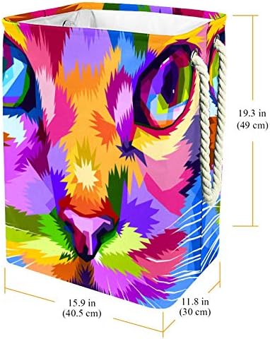 פנים חתול פנים קרוב לעיניים צבעוניות 300 ד אוקספורד עמיד למים סל בגדים גדול סל כביסה עבור שמיכות בגדים צעצועים