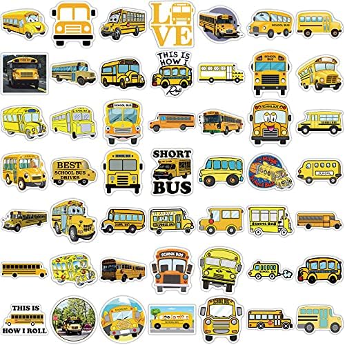 100 יחידות בית ספר אוטובוס חמוד מדבקות עבור בקבוקי מים, יפה קריקטורה תחבורה רכב מדבקות לילדים