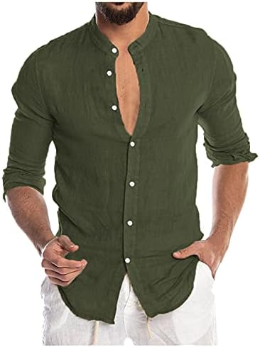 חולצות מזדמנים של פשתן כותנה של דאיג כותנה, 2021 סתיו חולצות שרוול ארוכות כפתור גברים עם חולצות קיץ עם