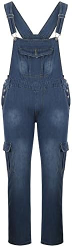 מכנסי ג'ינס גברים מזדמנים סואד צבעוני כיס חזה נשטף ג'ינס מכנסיים ארוכים מכנסי מטען
