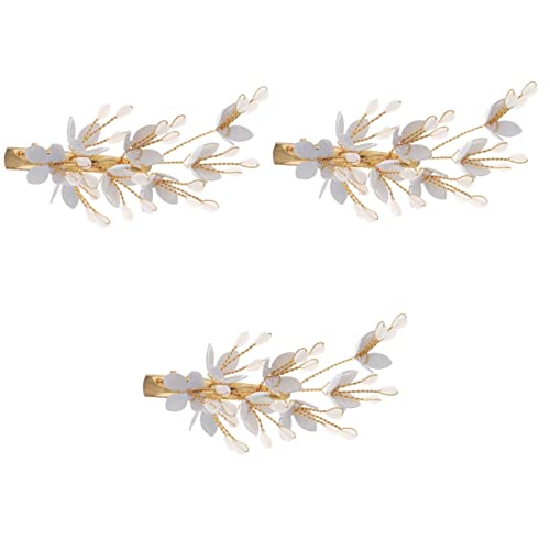 לורוז 3 יחידות פרח סטיילינג מוזהב כיסוי ראש כלה קליפים לחתונה צד לנשים עגלות קריסטל שיער פרל בארט