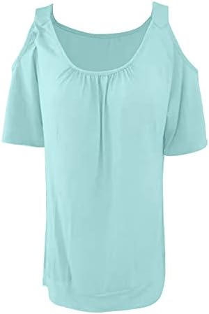 צודים מחוץ לחלקים כתפיים לנשים, חולצות טשטש קיץ צבע אחיד בצבע או צווארון קרול חולצה טוניקה קרה