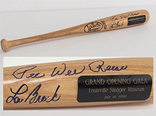 Pee Wee Reese ו- Lou Brock חתמו על מיני בייסבול קומרטיבי עטלף 7.16.1996 JSA - עטלפי MLB עם חתימה