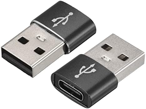 Meccanixity USB C נקבה ל- USB מתאם גברים, סוג C ל- USB מתאם שמיר שחור לטלפון, טאבלט, מחשב, חבילה של 2