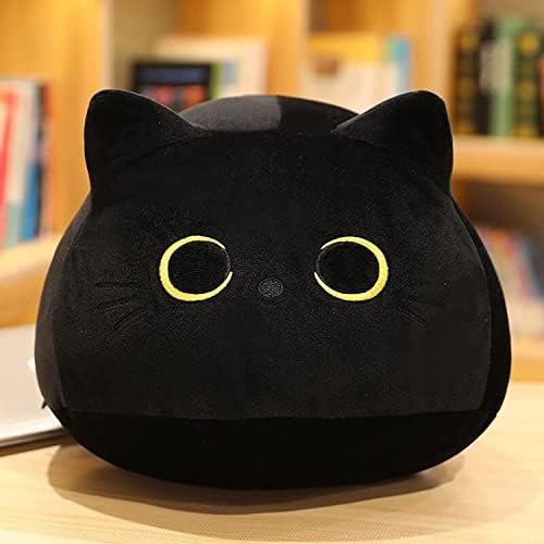 Tomolucky ישירה לחתול שחור קטיפה כרית חתול צעצוע, כרית חתול תלת מימד חמודות, חתול שחור מחזה גוף חיה