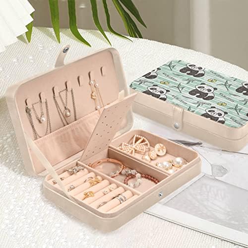 תינוק חמוד פנדה במבוק קופסת תכשיטים קטנה מארגן תכשיטים עור PU תיבת תכשיטים מיני לטיולים לכלה