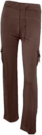 נשים גבוהה מותן אתחול יוגה מכנסיים כפתורים התלקחות מכנסיים עם כיסים למתוח מכנסי טרנינג רחב רגל מכנסי