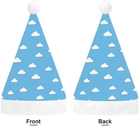 כחול שמיים עם עננים חג המולד כובעי סנטה כובע עבור חג המולד חג משפחה מודפס