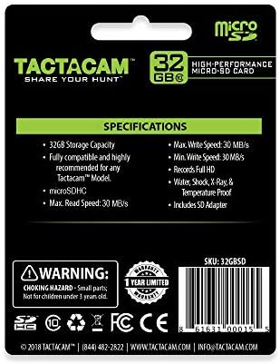 TACTACAM כרטיס SD בעל ביצועים גבוהים, 32 ג'יגה-בתים Ultra-Class 10 Micro SD כרטיס עם מתאם