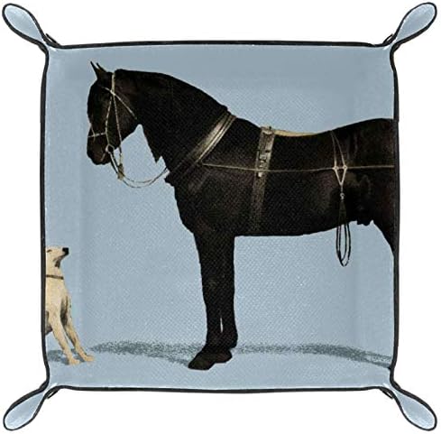 LYETNY סוס שחור ומארגן כלבים לבן מגש אחסון מיטה מיטה מיטה קאדי שולחן עבודה מגש החלפת ארנק מפתח קופסת מטבעות מגש