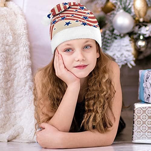 אמריקאי פטריוטי כוכבים ופסים חג המולד כובע רך קטיפה סנטה כובע מצחיק כפה עבור חג המולד לשנה חדשה חגיגי