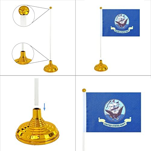 WXTWK 12 חבילה אמריקאית ארהב דגל שולחן חיל הים הקטן מיני ארהב דגלים שולחן צבאי עם בסיס סטנד, קישוטי