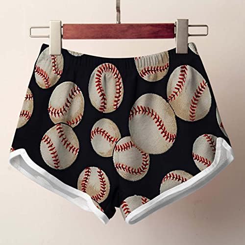 מכנסיים קצרים של חוף הקיץ של HGCCGDU לנשים דפוס בייסבול חמוד גזעים חוף מזדמנים מפעילים מכנסיים קצרים