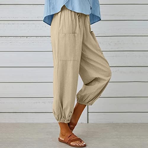 Meymia Summer Womens Pinen Pinen מכנסיים מכנסיים מותניים גבוהים מכנסי מותניים מכתים עם כיסים