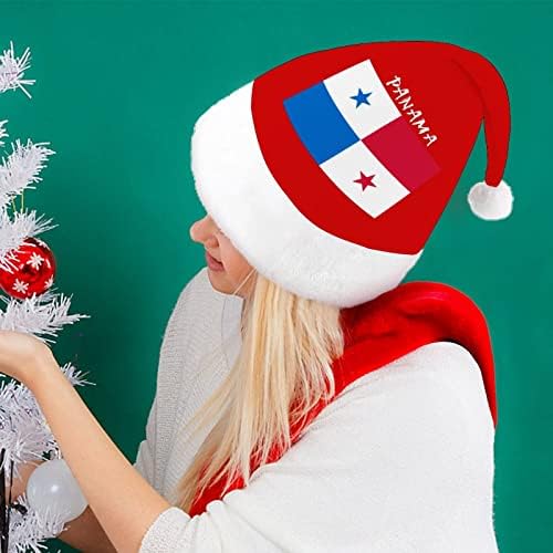 דגל של פנמה חג המולד כובע סנטה קלאוס כובעי קצר קטיפה עם לבן חפתים לגברים נשים חג המולד חג מסיבת קישוטים