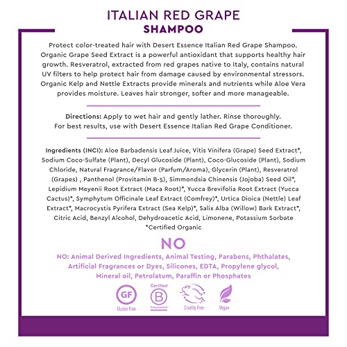 תמצית מדבר שמפו ענבים אדום איטלקי-8 אונקיה-הגנה לשיער שטופל בצבע-נוגדי חמצון-בריא וחלק יותר-ויטמין ב5-סוכר