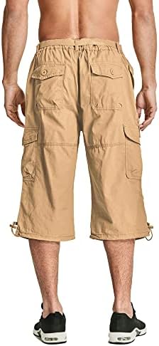 מגקומסן גברים של קאפרי מכנסיים אריג אלסטי מתחת לברך מכנסיים קצרים מטען 3/4 קאפרי ארוך מכנסיים קצרים