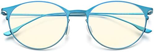 כחול אור חסימת משקפיים גברים נשים, משחקי מחשב עגול מתכת מסגרת משקפיים פאב016