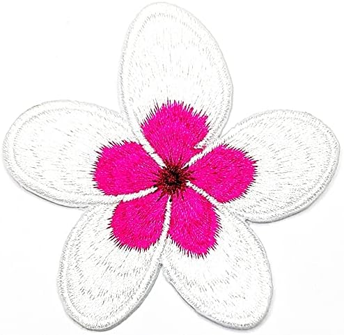סט טלאי של אוממה של 3 פלומריה ורודה לבנה פרחי הוואי חמודים טלאי מדבקות גן פרח גן בלום DIY אפליקציה רקומה