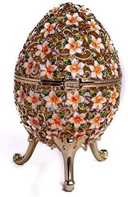 קרן קופאל פרחים מעוטר פברז ' ה ביצת תכשיט תיבת רוסית ביצה מעוטר עם גבישי סברובסקי אספנים פסחא ביצת בית עיצוב