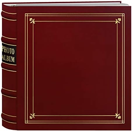 אלבומי צילום פיוניר טבעת 200 כיס טבעת עור קשור אדום עם מבטאי זהב אלבום עטיפה אלבום עבור הדפסים בגודל 4 x 6 אינץ