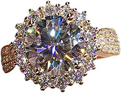 2023 חדש אירוסין מעוקב מבריק עגול יהלומי זירקון בלינג אישה טבעת זהב מעדן טבעת נישואים טבעת חמניות