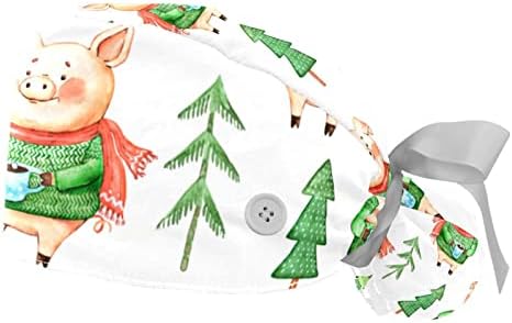 IROLSKDNFH כובע עבודה עם כפתורים לנשים, כותנה כותנה של חג המולד של חג המולד של כותנה כותנה