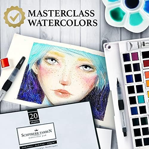 שפיררר פארבן-48 צבעי צבעי מים סט, 12 פירוט מברשות צבע עבור צבעי מים, אקריליק, גואש ושמן ציור