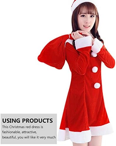 סוימיס נשים חג המולד שמלת בנות חג המולד אדום חצאית סנטה כובע סנטה שמלת סנטה תיק עבור מסיבת חג המולד ביצועים