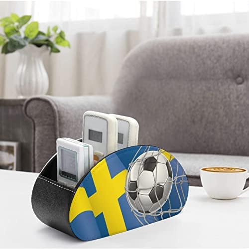 כדורגל המטרה ושוודיה דגל שלט רחוק מחזיק עור מפוצל טלוויזיה מרחוק ארגונית תיבת אחסון עם 5 תאים עבור