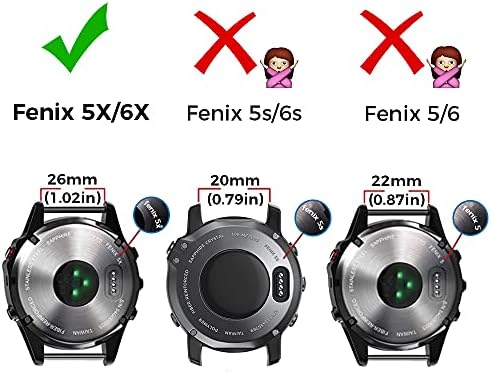 Notocity תואם לפניקס 5x להקות שעון 26 ממ רצועת שעון סיליקון עבור fenix 5x/fenix 5x Plus/fenix 6x/fenix 6x