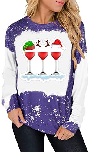 סתם ילדה שאוהבת יין וחלונות חג מולד לנשים חולצת סווטשירט לחג המולד
