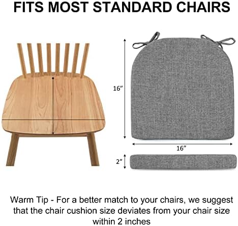 כריות כיסא וולסין לכיסאות אוכל 4 מארז-כריות כיסא מטבח עם עניבות וגיבוי מונע החלקה-כריות כיסא