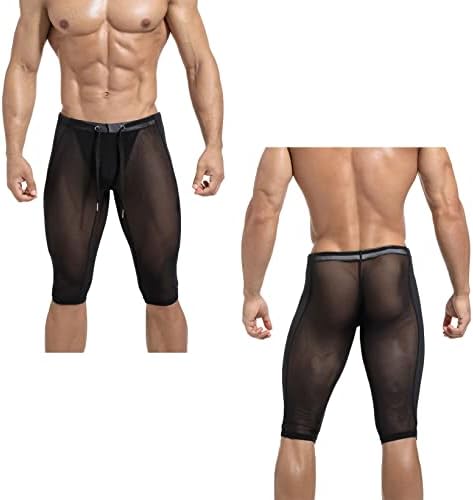 רשת Mufeng's גברים מגניבה דחיסה יבשה אימון יוגה מכנסיים קצרים צמודים ראו דרך חותלות אימון כושר מכנסי פיתוח