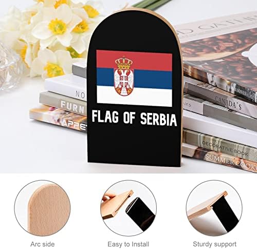דגל של סרביה עץ תומכי ספרים ללא החלקה ספר עומד ספר בעל ספר מסתיים תומך מדף ספרים מדפי דקור 1 זוג