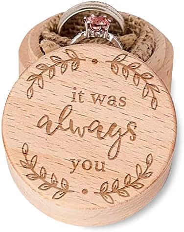 זה היה תמיד אתה חקוק כפרי בציר עץ אירוסין תכשיטי אחסון טבעת תיבה, עץ טבעת מחזיק עבור אשת חברה ארוסה יום נישואים