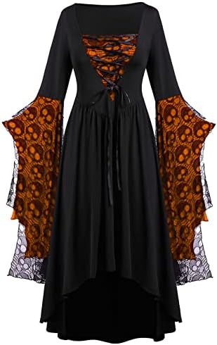 תלבושות ליל כל הקדושים של PBNBP לנשים נערות שרוול קצר שרוול סברינה צוואר שמלה ימי הביניים אירית מחוך