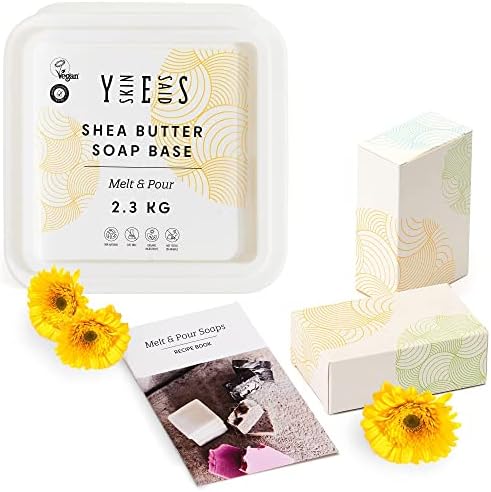 ערכת הכנת סבון אולטימטיבית - צרור של 3 בסיסי סבון עם תבניות סבון וחותך, בסיס סבון גליצרין, בסיס סבון חמאת שיאה,