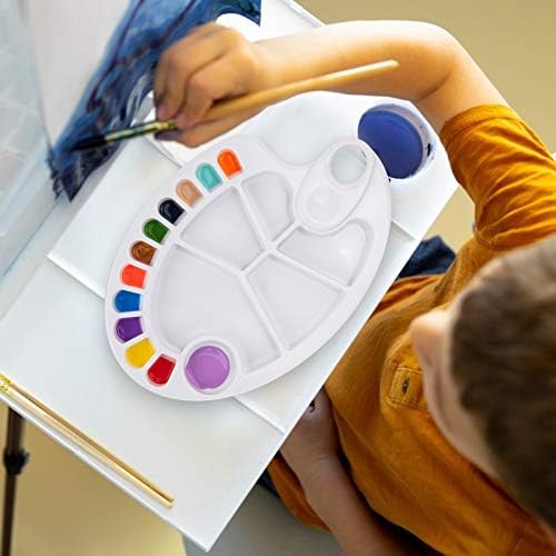 פלטת צבע, פלטת ציור מפלסטיק פרימיום 4 יחידים מחזיקים למגשי מגשי מגשי שמן אקרילי בצבעי מים מלאכתית DIY ציור