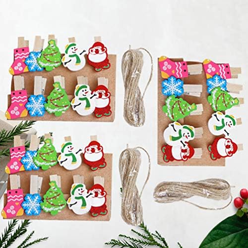עיצוב חג המולד של המוטון 30 יחידות קליפ עץ לחג המולד תמונות תלוי עם קישוט חוט גרב גרב סנטה קלאוס ציוד מסיבות