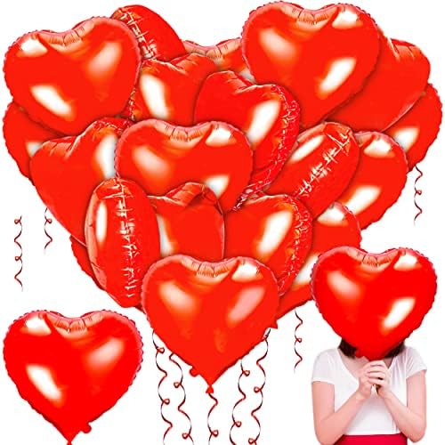 LINAYE 18 אינץ 'אדום נייר לב בלוני לב 30 יחידות בלנטיין לב בלוני לב Mylar Balloon
