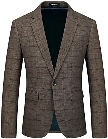 חליפת משובצת גברים טוויד רזה התאמה 2 חליפות מזדמנות לגברים כפתור אחד חליפות טוקסידו