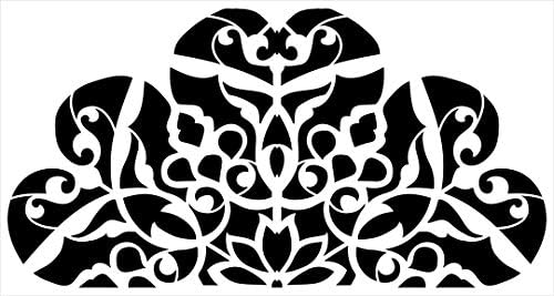 מנדלה-פרח מערבולות-חצי עיצוב סטנסיל על ידי סטודיו12 / לשימוש חוזר מיילר תבנית / להשתמש כדי לצייר עץ
