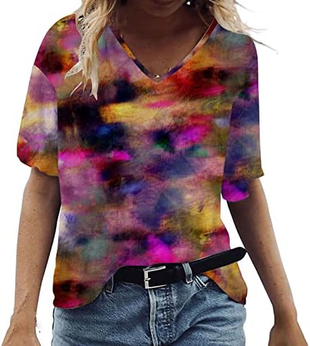 Pejock נשים קיץ פלוס טוניקה בגודל 2023 חולצת טי מודפסת חולצות שרוול קצר חולצות חולצות הנלי מזדמנים חולצות S-5xl