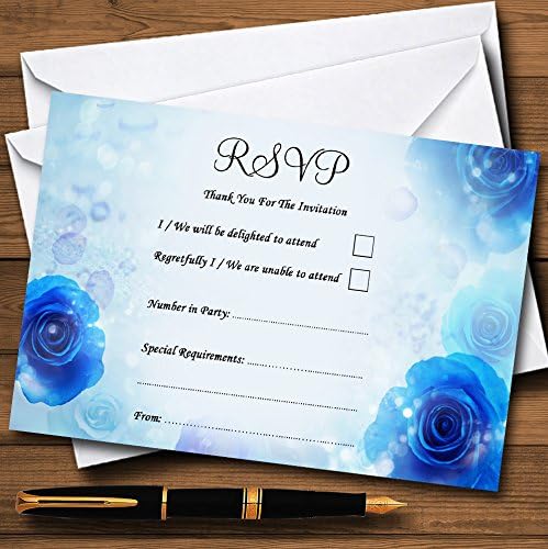 פרחים כחולים מדהימים כרטיסי RSVP רומנטיים מותאמים אישית