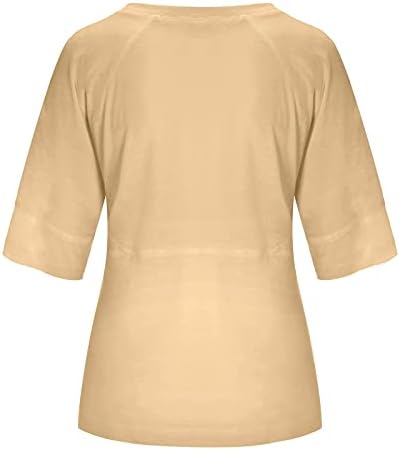 חולצת בנות 3/4 שרוול צוואר צוואר צוואר צוואר Kawaii בסיסי רופף בכושר נינוח בראנץ 'בראנץ' טי עליון לנשים