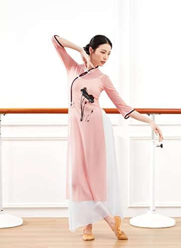 אנגוקוקו סיני סיני מסורתי מסורתי בסגנון סגנון סגנון חריץ שמלה עליונה לאימוני ריקוד